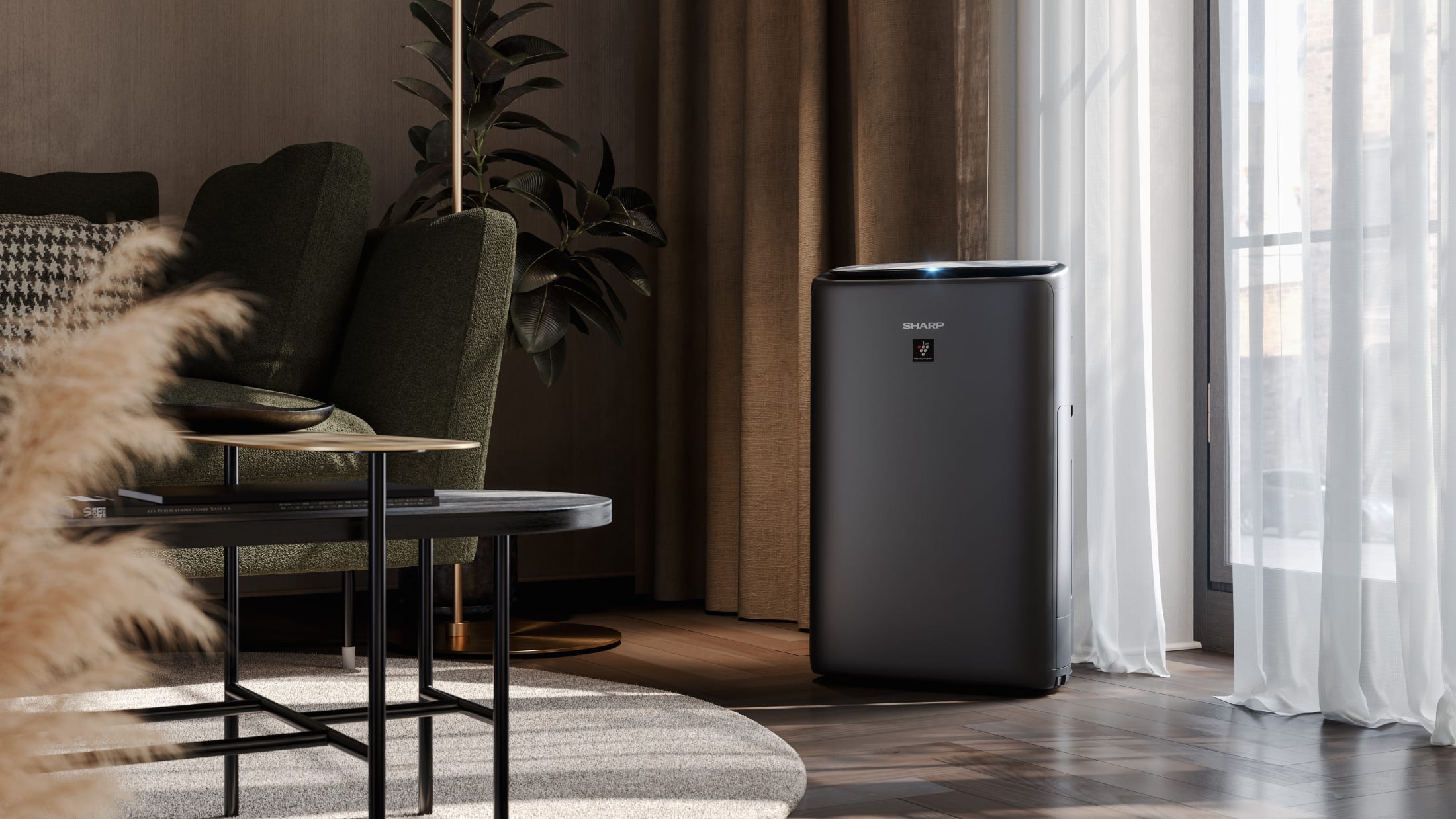 Air purifier with 25 000 Plasmacluster Ion-Technology, 3 levels filter system, air purity indicator, for rooms up to 28 sqm.