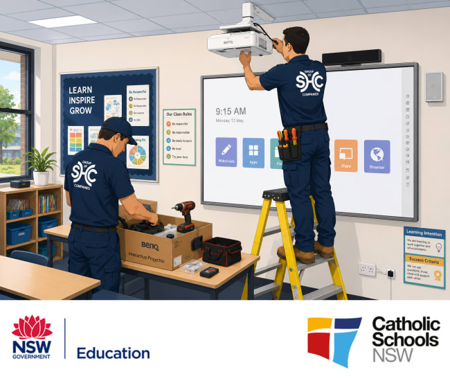 SHC Group technicians providing education electrical services