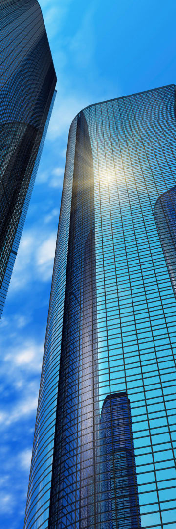 Finance, Modern Blue Reflective Office Buildings