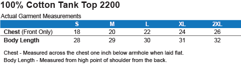 Tank Top size guide