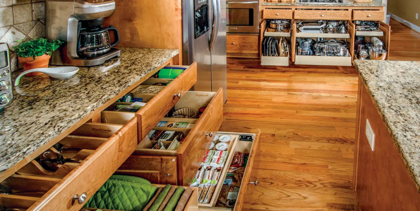 Custom Insert, drawer in a drawer, and pull out kitchen shelves