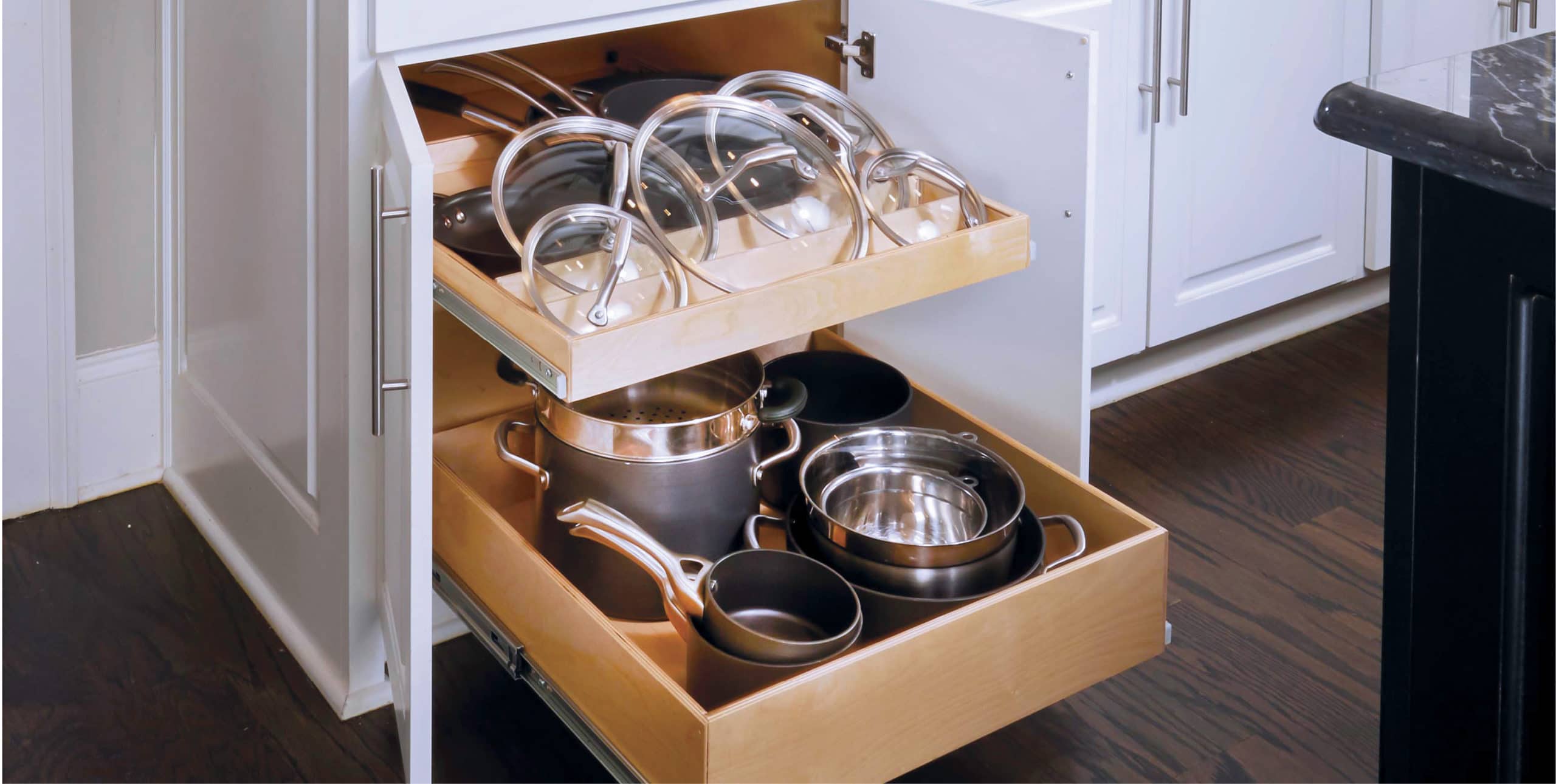 Home Zone Kitchen Pull Out Cookware Drawer Cabinet Organizer for Pots  Plates Pan