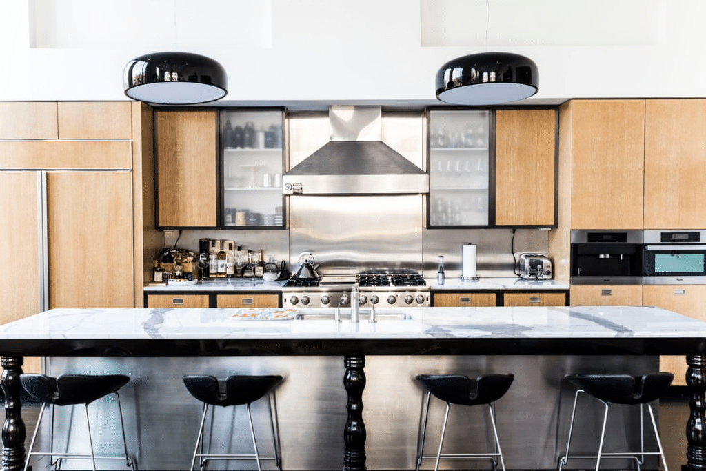 Contemporary kitchen, earth tones, and steel part of remodeling kitchen cabinet