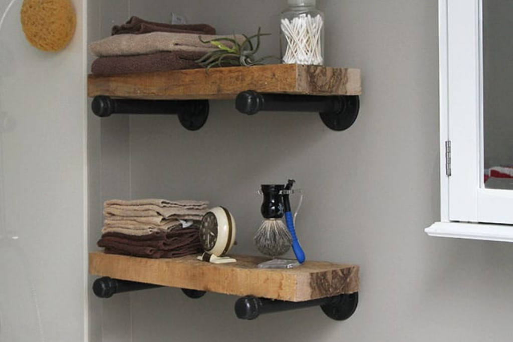 over the toilet diy pipe shelf