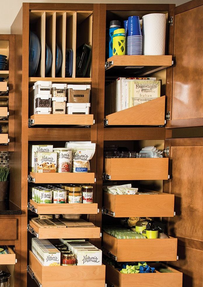 Tall Pull-Out Kitchen Cabinet, Double-Sided Full Access Pantry Storage