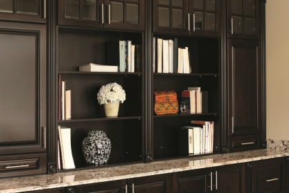 Ample storage in your entertainment center can help your living room gather less clutter.