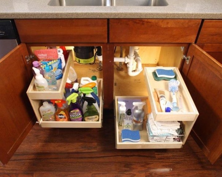 Under Kitchen Sink Pull-Out Storage Made Custom