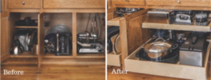 appliances, appliance storage, kitchen storage, before and after