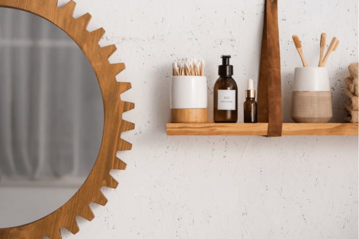 Bathroom Floating Shelves & Mirror