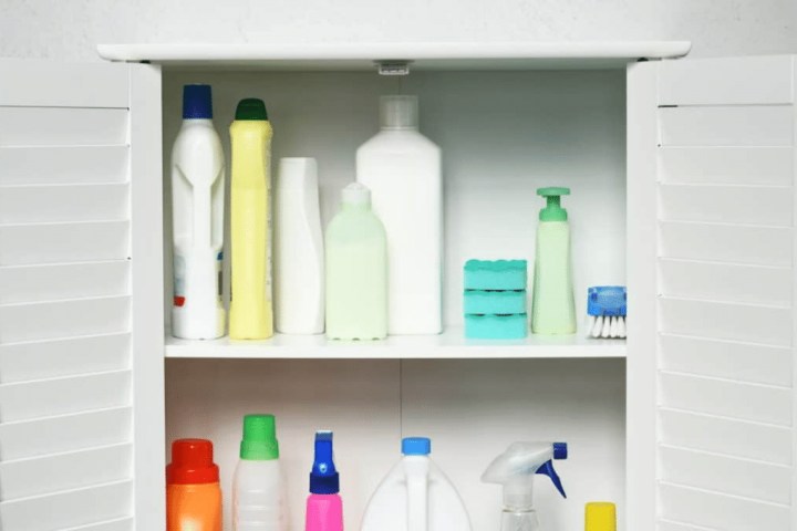 cleaning products bathroom storage