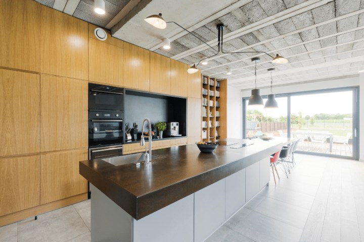 built-in-bookshelf kitchen