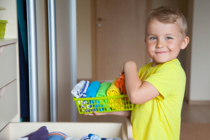 Bins as part of kids closet ideas