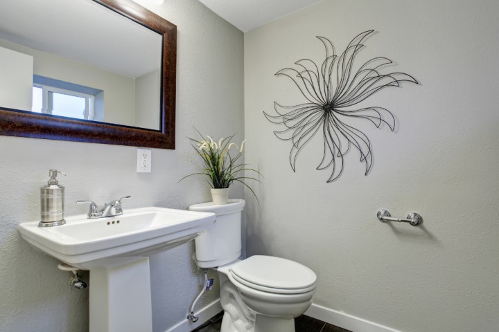 Silver and gray powder room idea