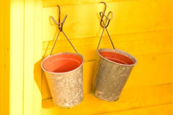 Hanging buckets for toy storage ideas for small spaces