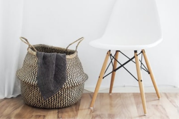 Make use of spare woven basket as part of yourlaundry room storage ideas