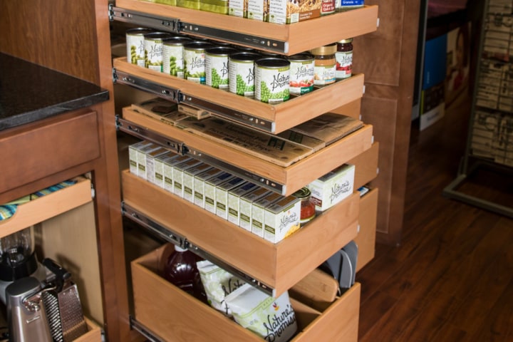 glide-out pantry shelves