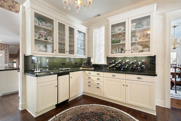 butler's pantry appliances glass cabinetry