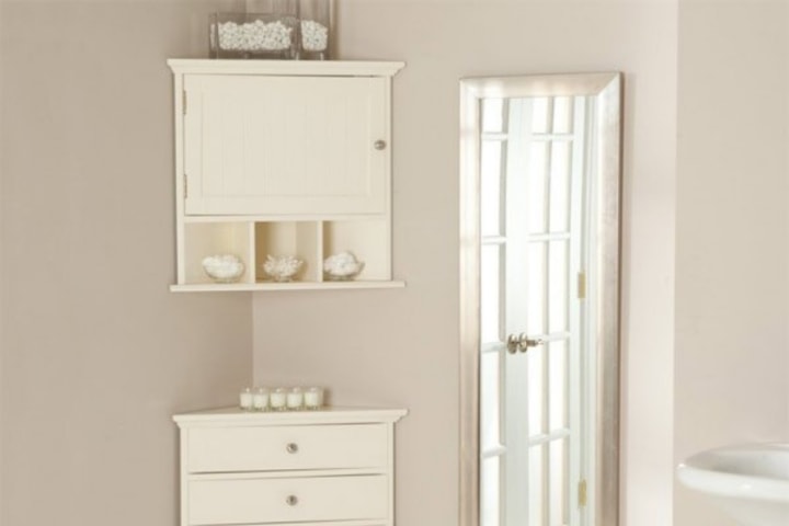 white corner cabinet