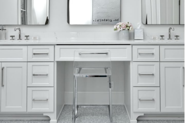 wide bathroom vanity with no hardware - bathroom furniture ideas from Shelf Genie