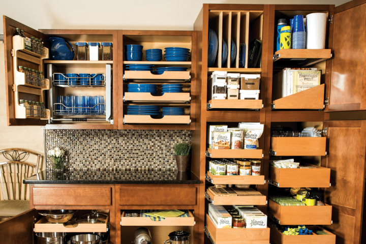 Organized custom kitchen shelves