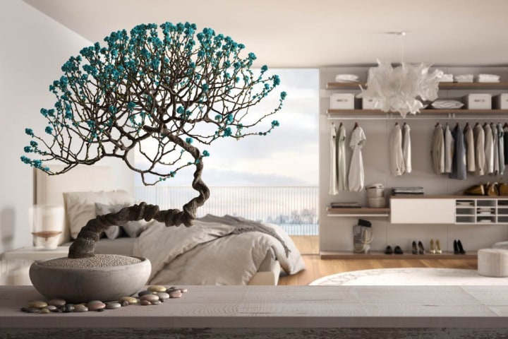 Bedroom-with-closet-and-Vintage-wooden-table-shelf-with-pebble.jpg