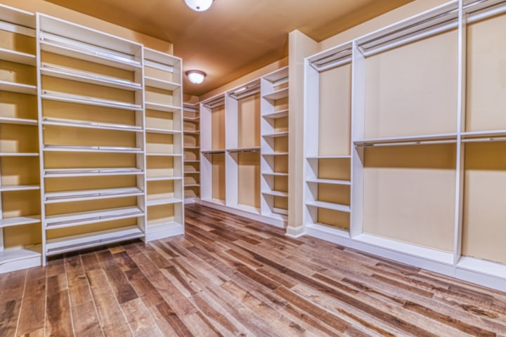 Spacious wooden Closet shelving