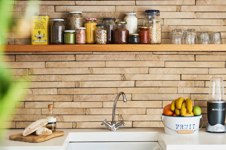 floating shelf, shelf storage, kitchen shelf