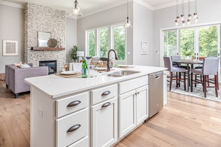 Kitchen island with built-in cabinets