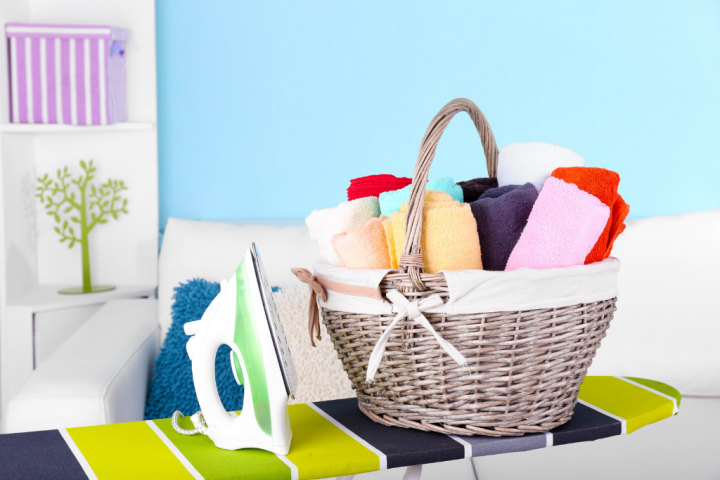 Building your ironing board into a cabinet means more laundry room space