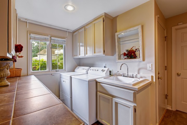 Every corner of your utility room can be utilized for storage space.