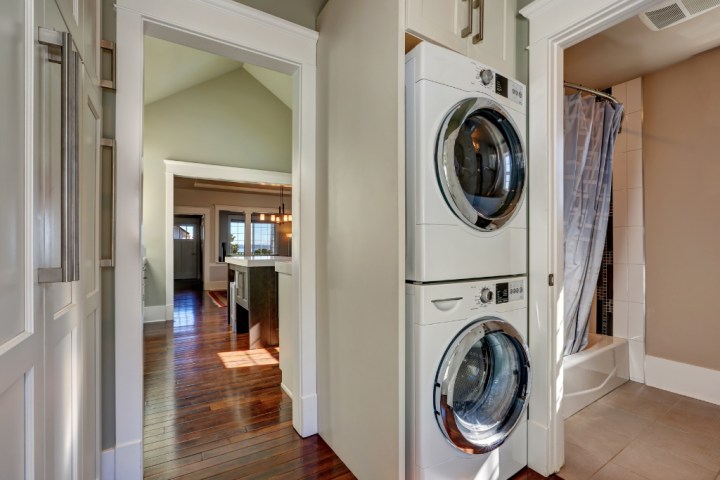 A stacked washing machine and dryer can save a ton of space!