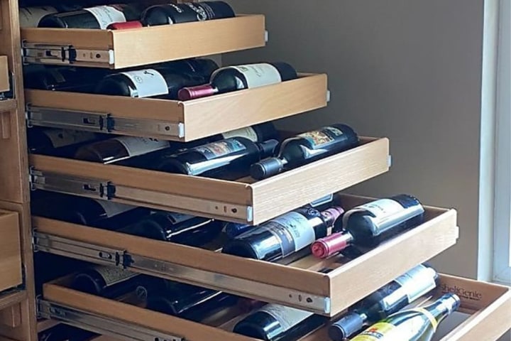 ShelfGenie’s custom glide-out shelves for wine storage