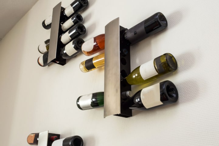 Floating shelving is perfect for decorative wine shelving.