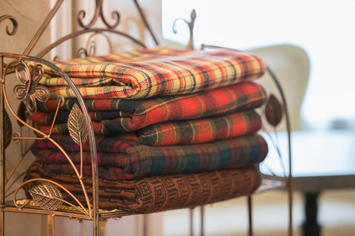 Folded blanket on chair