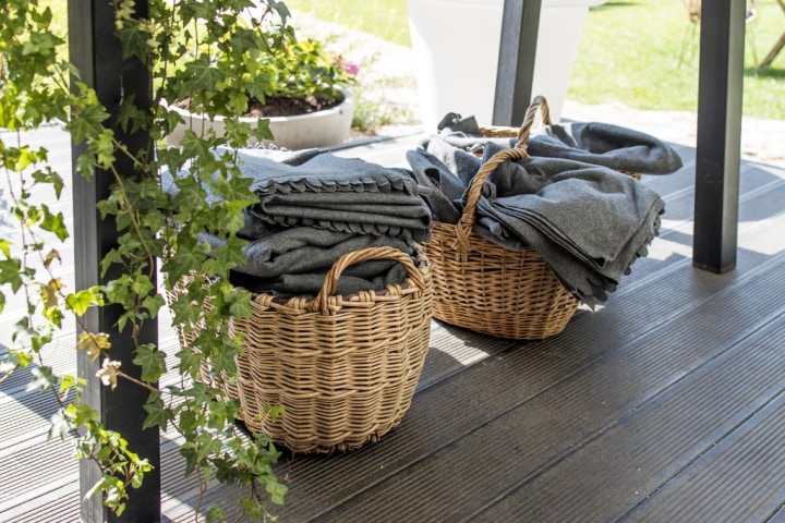 Basket with blankets