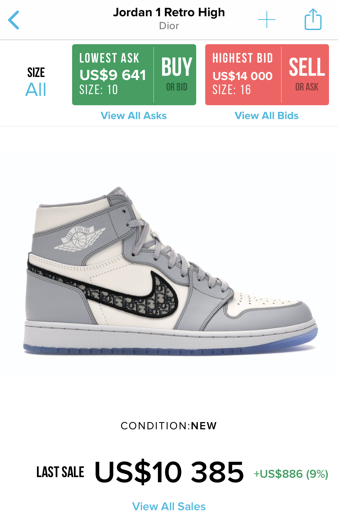 dior jordan 1 price in rands