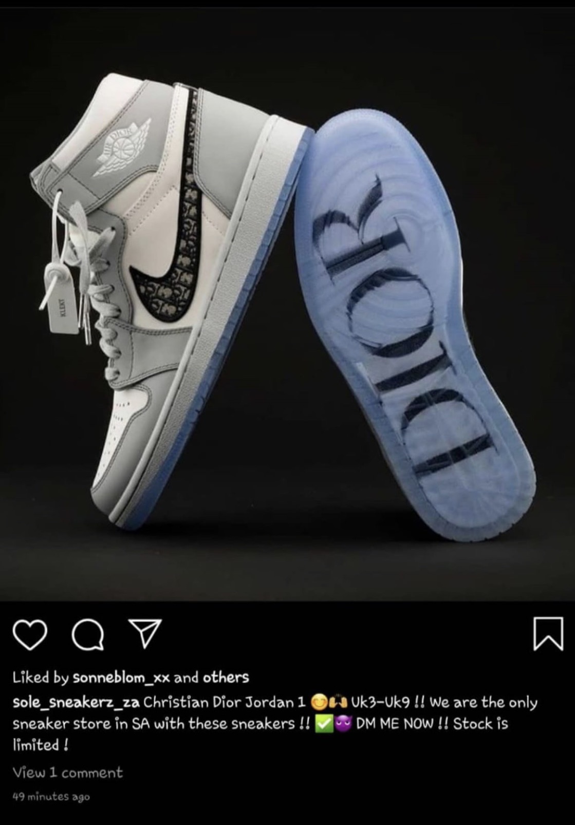 air jordan 1 dior price in rands