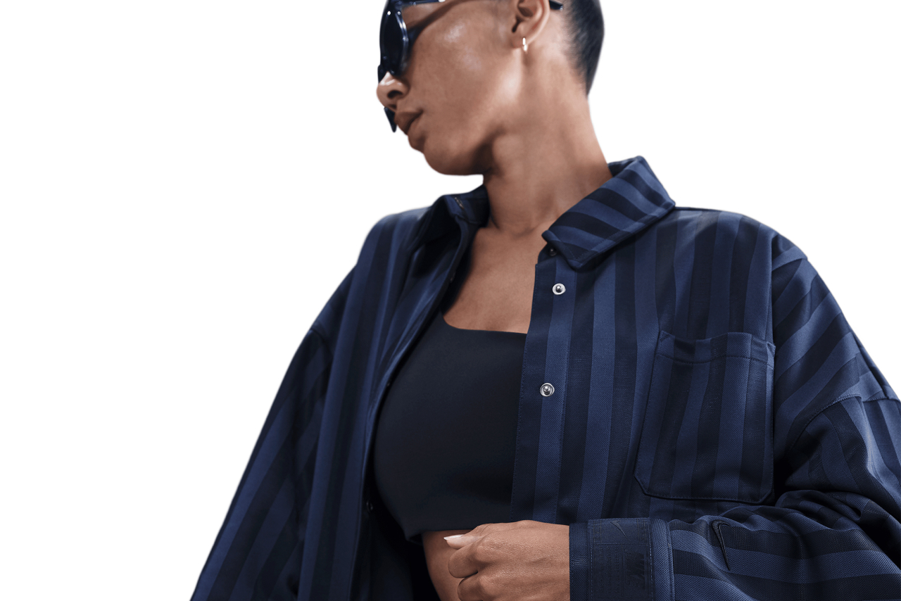 Nike Women's Sportswear Oversized Jacquard Striped Button-Down