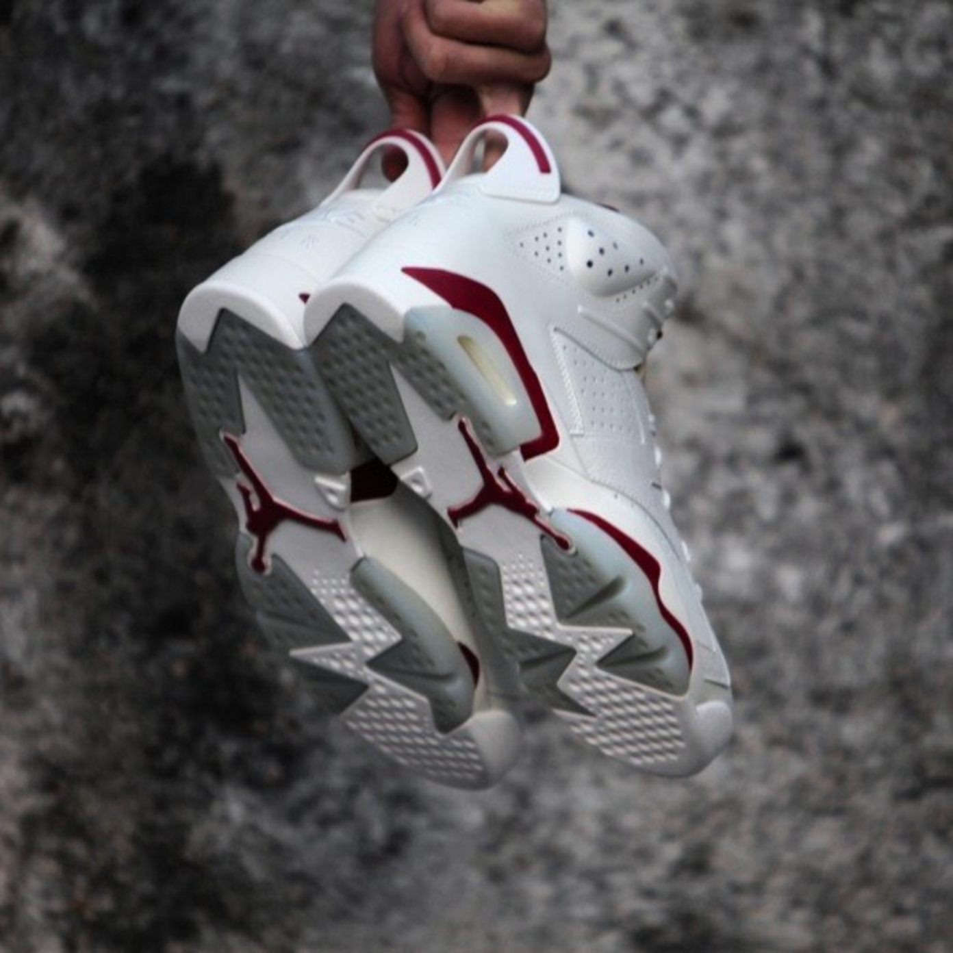 white and burgundy jordan 6
