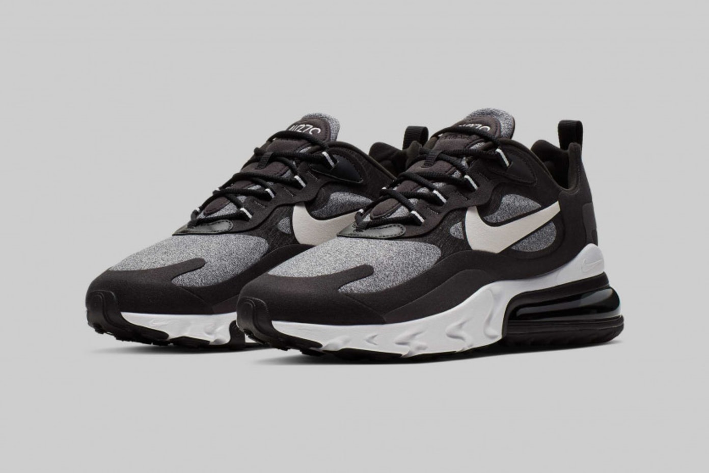 nike air max 270 react black grey & white