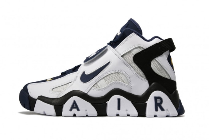 nike air barrage mid white midnight navy