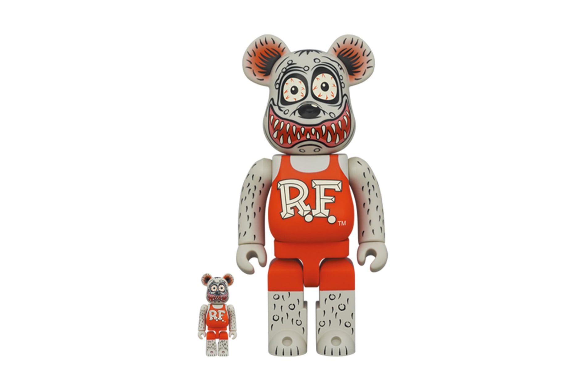 Medicom Toy Bearbrick x Rat Fink 100% & 400% Set 'Grey Version