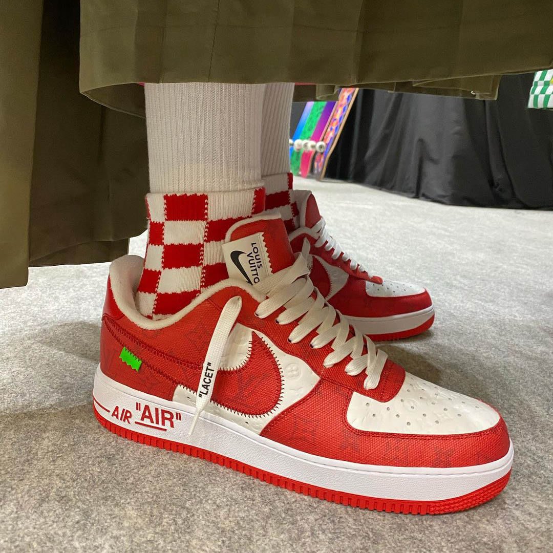 Nike Louis Vuitton Air Force 1 Low Virgil Abloh - White/Red Shoes - Size 8 - White / Red