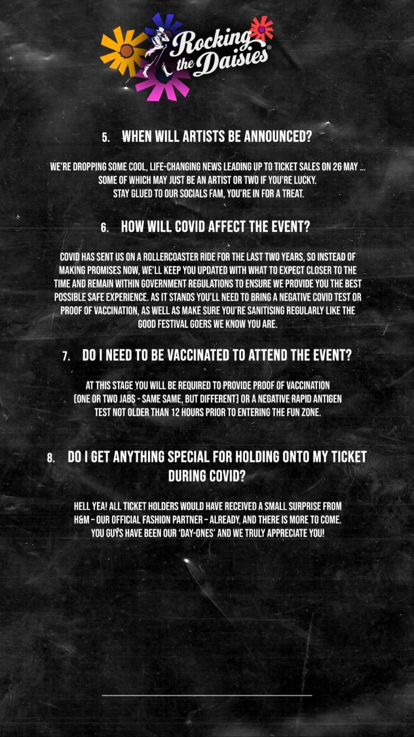 Rocking the Daisies Returns After 2 Years (CPT & JHB) Shelflife