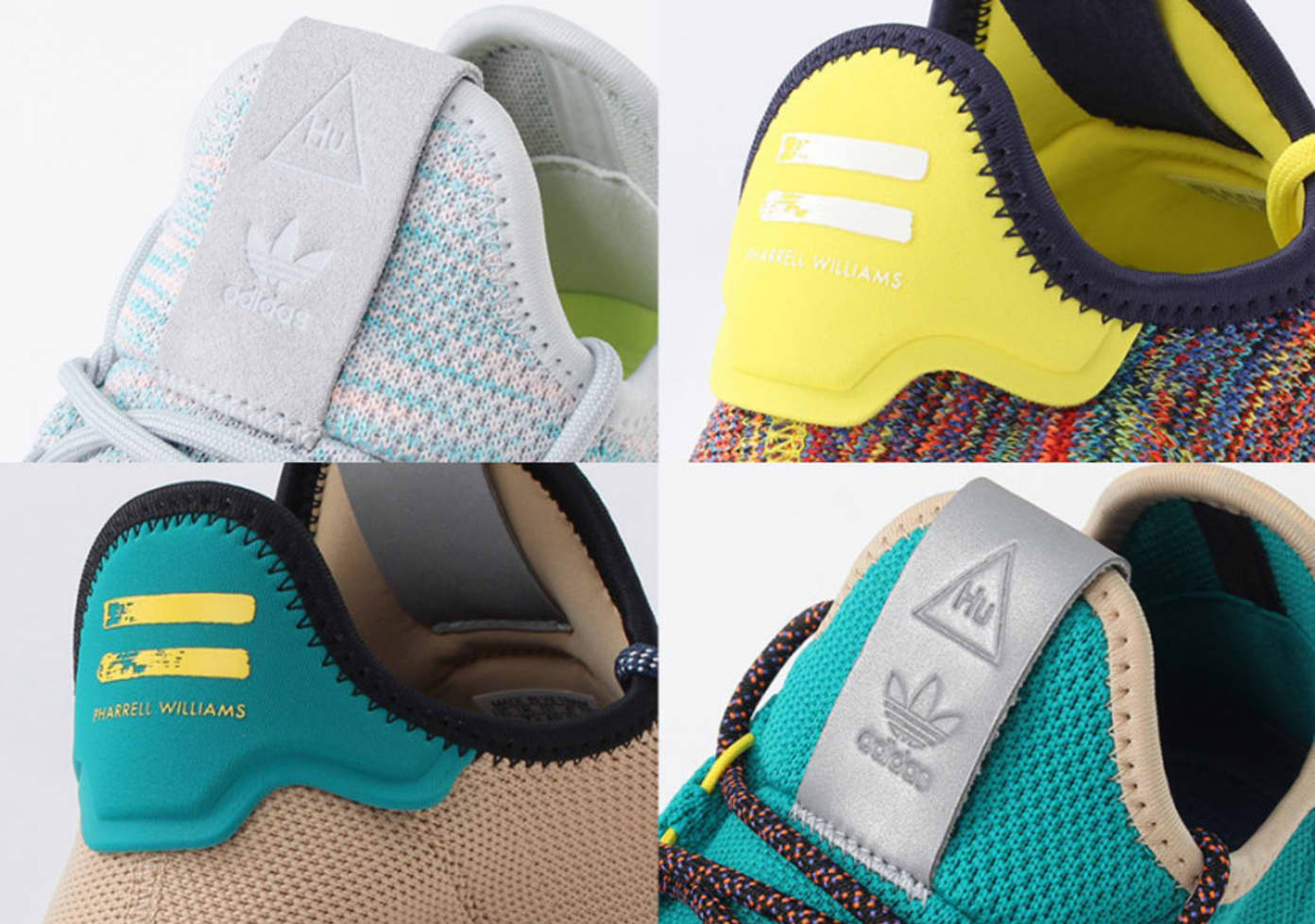 Four New Colourways Of The Pharrell x adidas Tennis Hu