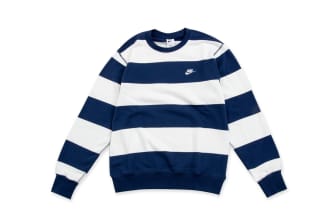 Nike Club Fleece Striped Heavyweight French Terry Crewneck