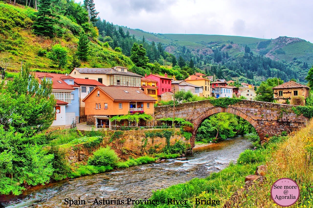 Spain-Asturias-Province-River-Bridge