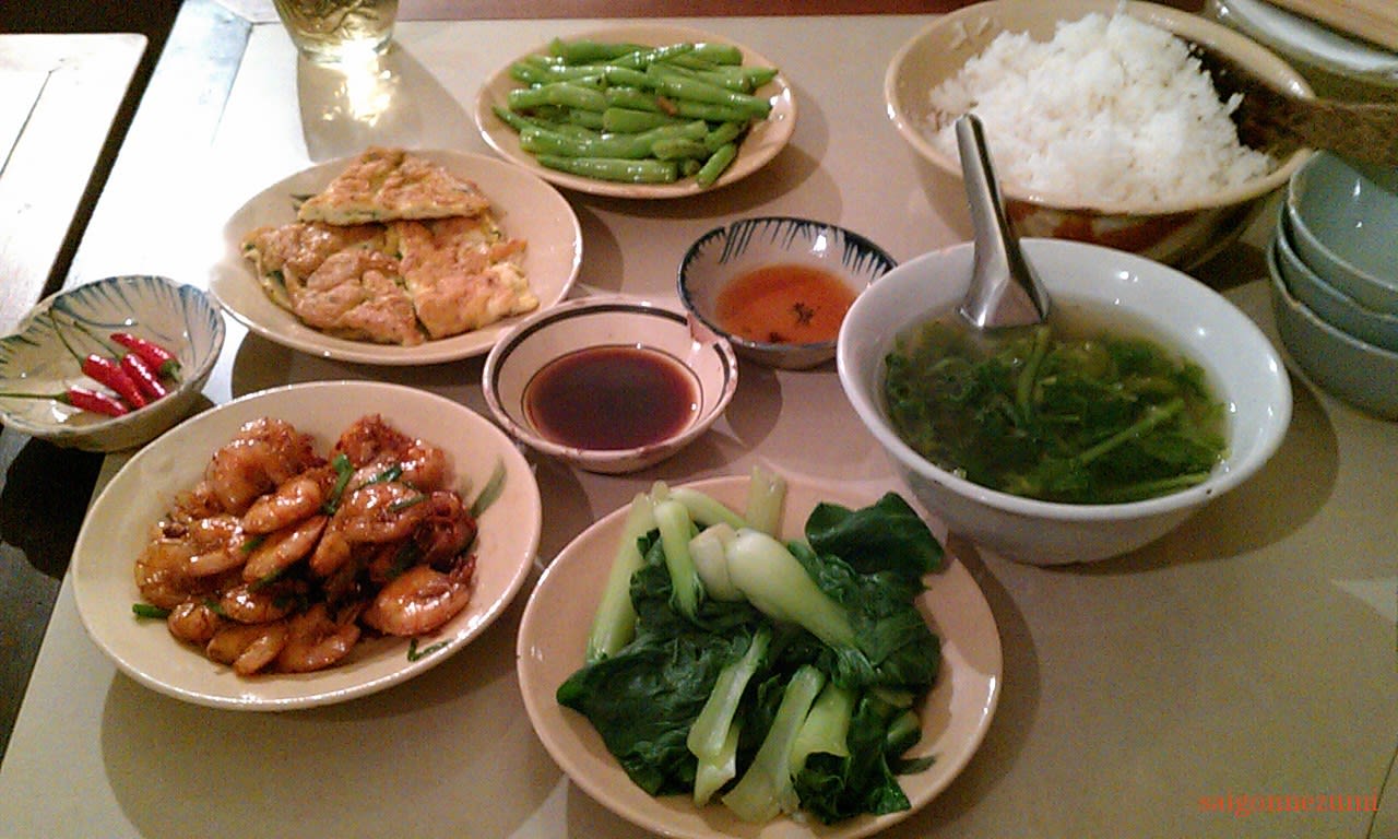 Vietnamese meal at Cuc Gach Cafe - Saigon, Vietnam