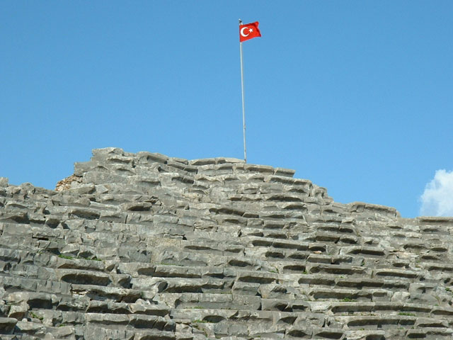 Greek Amphitheater Ruins in Side, Turkey.