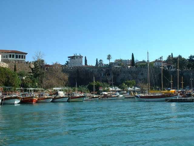 Boats at the harbor in Antalya, Turkey.